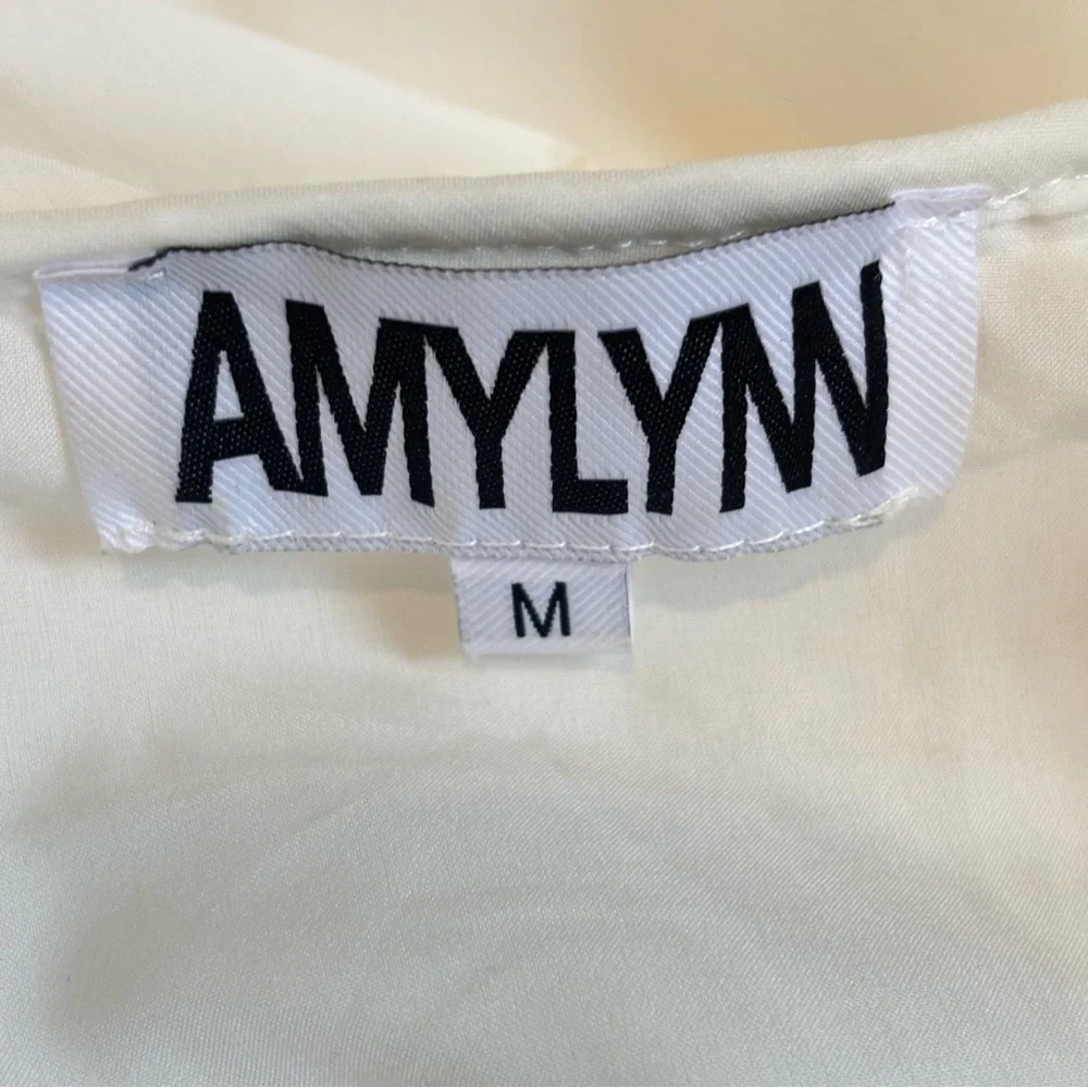 AMYLYNN Poplin Halter Swing Mini Dress in White Size M